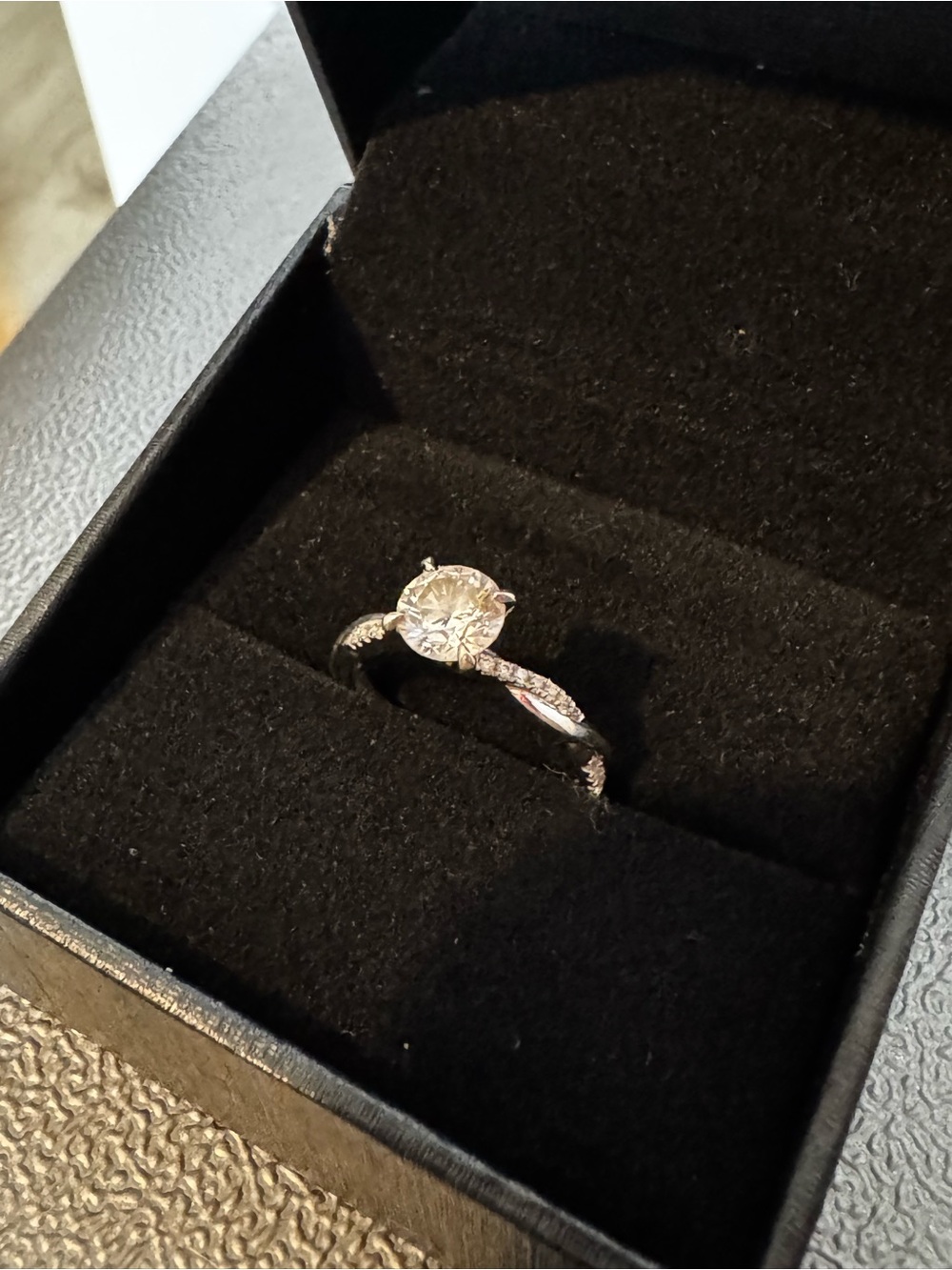 14k Engagement Ring with 1 ct center stone moissanite